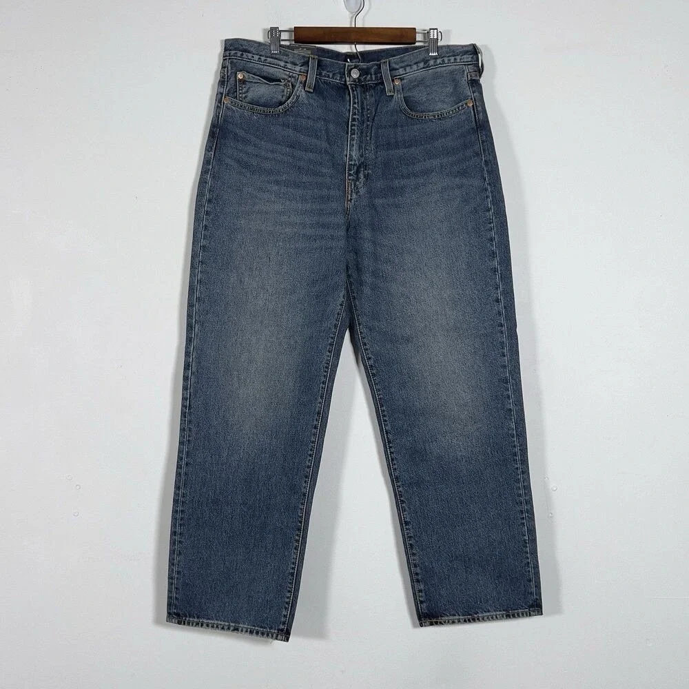 Levis Premium‎ 568 Loose Straight Jeans Mens Sz 36x32 Medium Wash 100% Cotton
